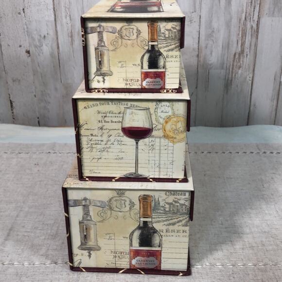 NEW! 3-Pc Wine Themed Nesting Home Decor or Gift Boxes - Picture 7 of 15